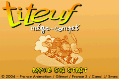 Titeuf: Mega Compet title screen for GameBoy Advance